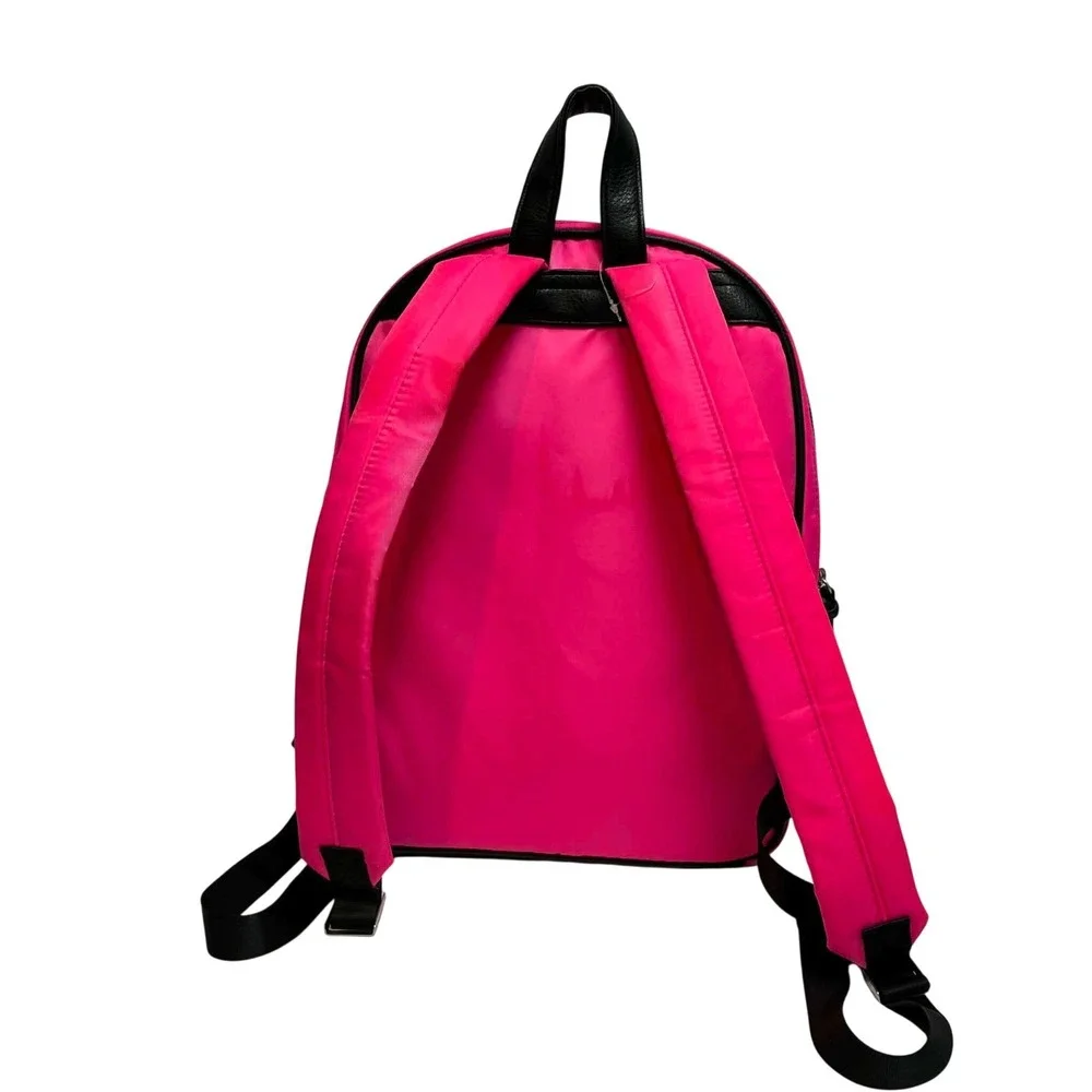 No Boundaries Nylon Backpack Womens Large Neon Pink Striped Lining Multi-Pocket